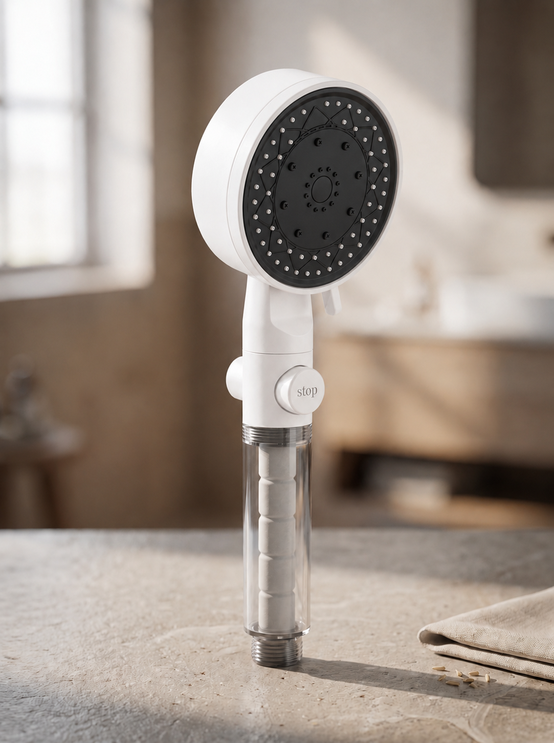 Pommeau de douche filtrant à cartouche coton